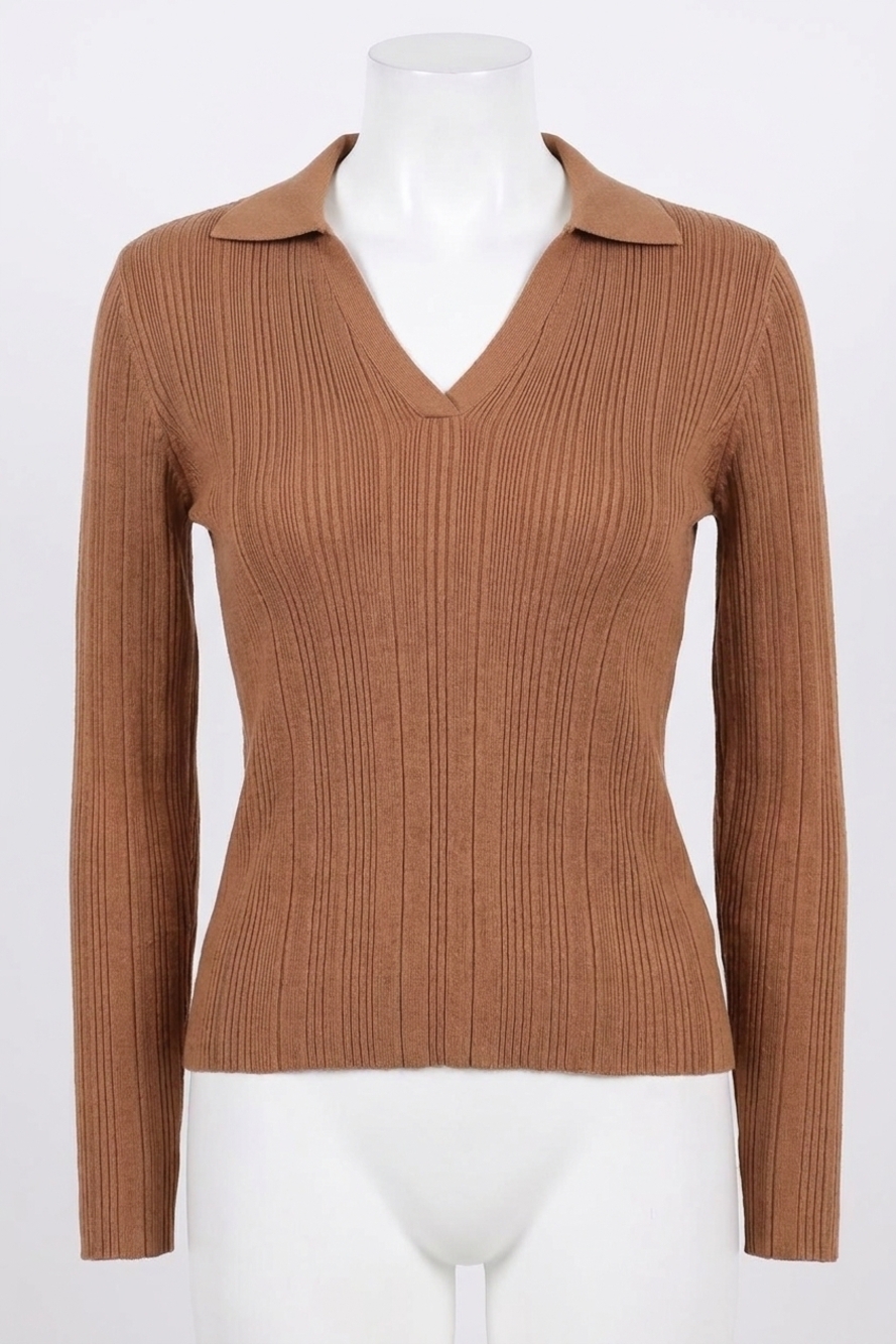 NEW SKIES ARE BLUE robin collared sweater in cappuccino
